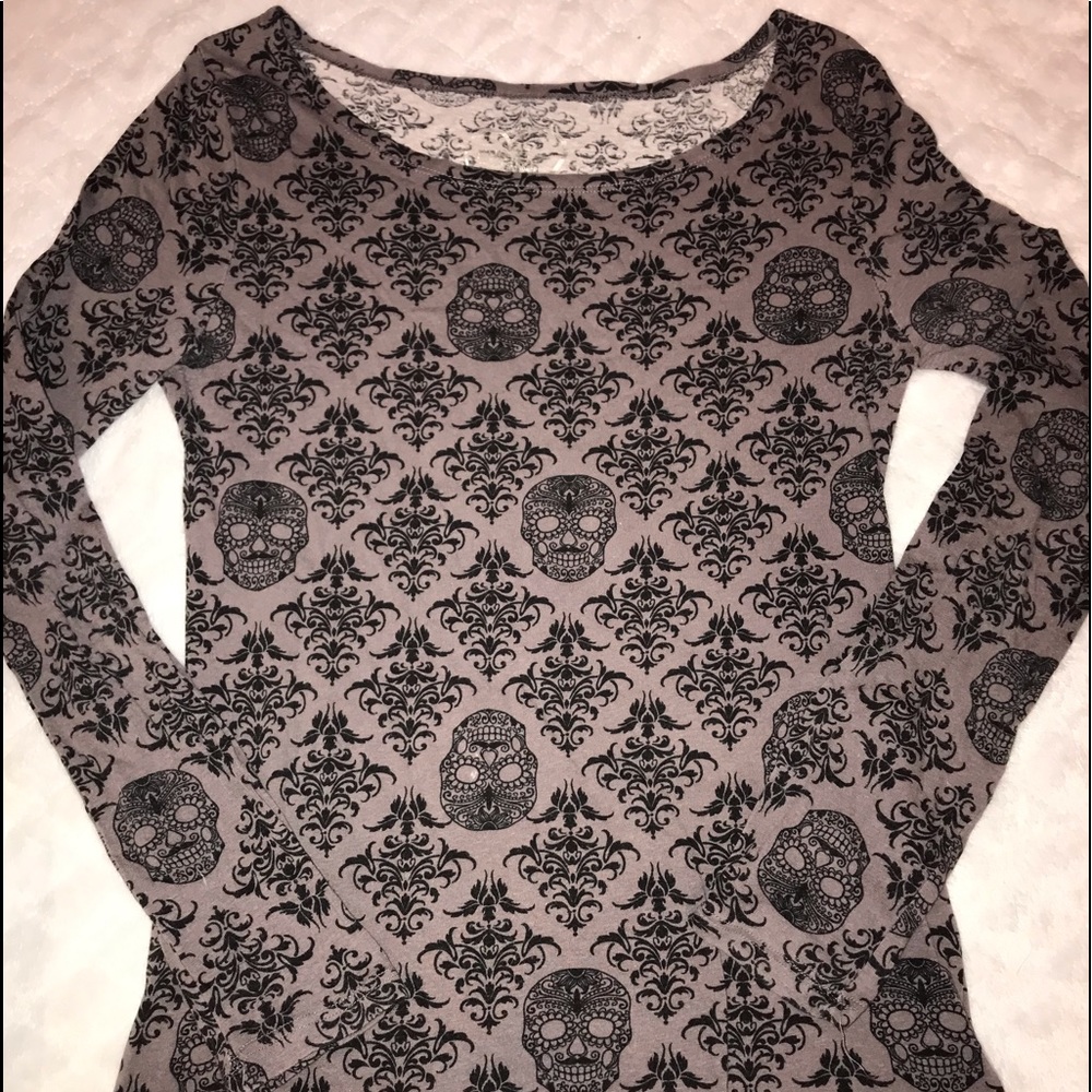 Rue21 Womens Top Long Sleeve Day of the Dead - L